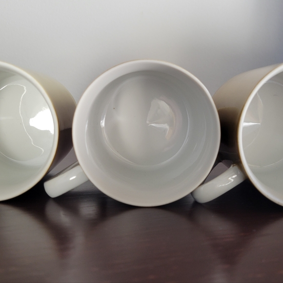 Vintage Mid Century Tan White Tea Coffee Porcelain Mugs, Set of 3 - 10oz - Picture 5 of 7